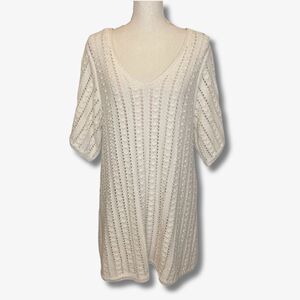 Zara ivory/Cream Open Knit Sweater Dress Medium Boho Cottagecore